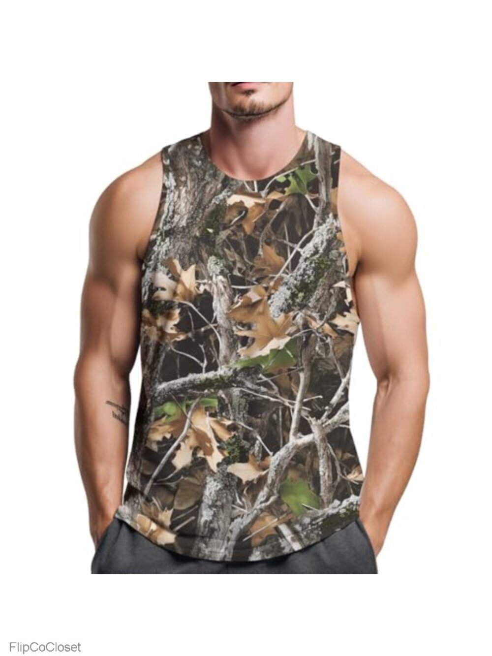 Men's Camo Tank Top Sleeveless Muscle Shirt Workout Gym Outdoor